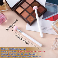 6Pcs Sponge Makeup Applicator with Handle, Sponge Eyeshadow Applicators Makeup, Eyeshadow Sponge Brush, Cotton Eye Makeup Eyeshadow Brushes for Women Girls (4.5 Inch Long) Washable