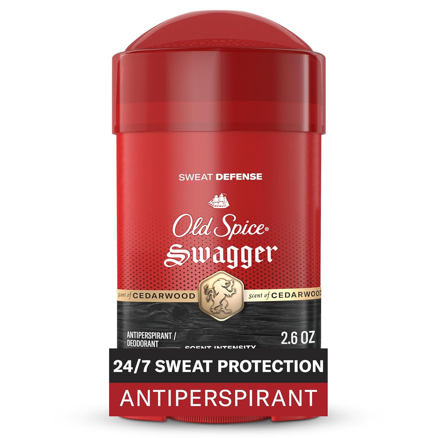 Sweat Defense Antiperspirant & Deodorant for Men, 24/7 Ultimate Sweat Protection, Long Lasting Scent, Soft Solid, Swagger with Cedarwood Scent, 2.6 Oz