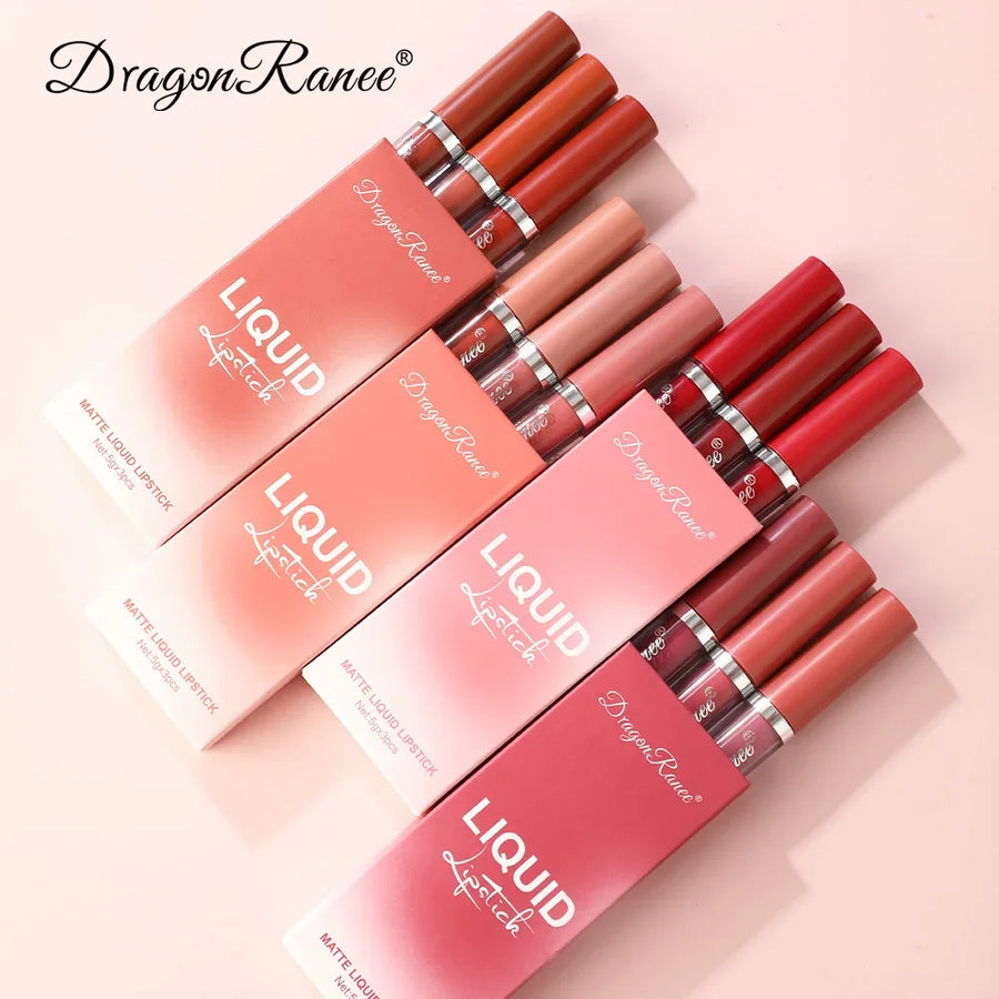 3-Piece Matte Liquid Lipstick Set — Waterproof & Long-Lasting