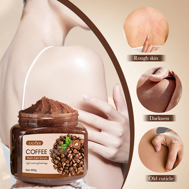 350g Coffee Exfoliating Scrub, Cleansing Body Scrub, Deep Cleanses and Softens Skin, Brightens Skin Tone, Suitable for Body, Face, Hands and Feet