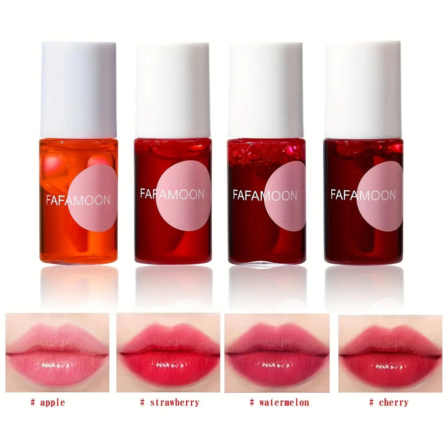 4-Color Fruity Lip Tint Water Gloss — Moisturizing & High Pigment