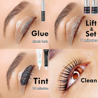 Lash Lift and Color Kit 4-In-1 with Brow Lamination & Perm - Professional Eyelash Set for Home DIY, Black Coloring Formula Creates Thicker Curled Lashes (Includes All Tools)